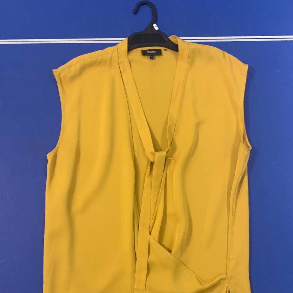 Theory Mustard Sleeveless Blouse